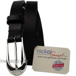 Black Bedazzled Belt - Leather Belt with Certified Nickel Free Buckle at Women’s Clothing store