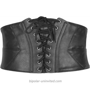 BlackButterfly Wide Corset Waspie Elastic Waist Faux Leather Belt at  Women’s Clothing store