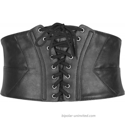 BlackButterfly Wide Corset Waspie Elastic Waist Faux Leather Belt at  Women’s Clothing store