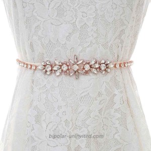 Brishow Handmade Rhinestone Bride Belts Sash Gold Crystal Wedding Bridal Belt Sashes for Women Dress Accessories at  Women’s Clothing store