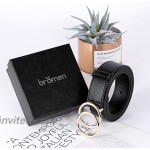 BROMEN Belt for Women Leather Belts for Dress Jeans Pants Waist Belt with Double O-Ring Buckle at Women’s Clothing store