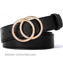 BROMEN Belt for Women Leather Belts for Dress Jeans Pants Waist Belt with Double O-Ring Buckle at  Women’s Clothing store