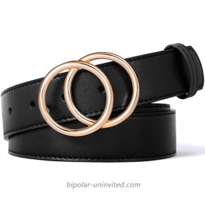 BROMEN Belt for Women Leather Belts for Dress Jeans Pants Waist Belt with Double O-Ring Buckle at  Women’s Clothing store