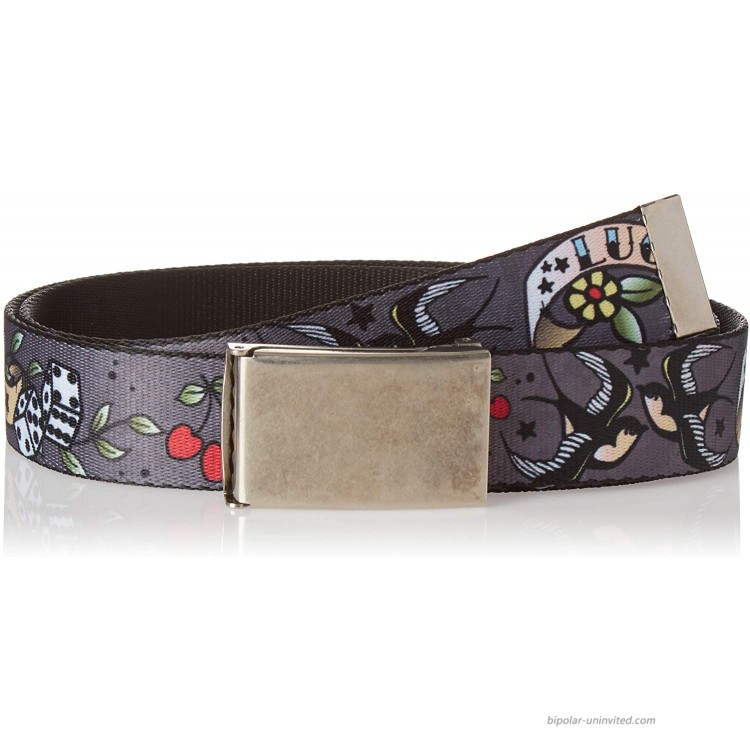 Buckle-Down womens Buckle-down Web Lucky Tattoo 1.5 Belt Multicolor 1.5 Wide - Fits up to 42 Pant Size US at Women’s Clothing store