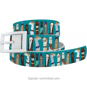 C4 Design Belt - Llama Love Belt with White Buckle - Fashion Waist Belt for Women and Men