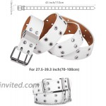CCOSMIC Double Grommet Belt Women Jeans PU Leather Punk Aesthetic Waist Belt with Chain Medium White 1 at Women’s Clothing store
