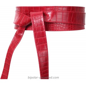 Colorful House Women's PU Leather Wrap Obi Belt Cinch Waist Band Boho BeltRed Crocodile pattern