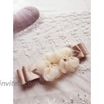 crystals and two organza flowers with special design pearls wedding sashs dress belts A19a Light champange at Women’s Clothing store