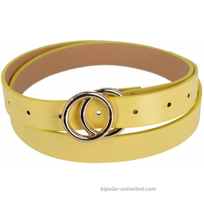 CTM Women's Belt with Double Circle Buckle Banana at  Women’s Clothing store