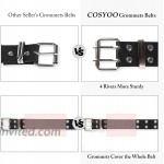 Double Grommet Belt for Women COSYOO 2PCS PU Leather Punk Belt with Chain Rock Metal Jean Belt at Women’s Clothing store