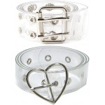 Double Grommet Prong PVC Transparent Clear Waist Belt with Square Heart Buckle at Women’s Clothing store