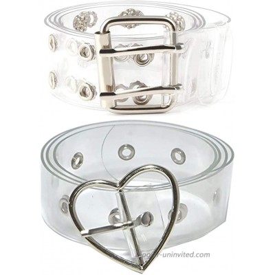 Double Grommet Prong PVC Transparent Clear Waist Belt with Square Heart Buckle at  Women’s Clothing store