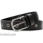 Earnda Grommet Belts Women's Faux Leather Design Strap with Gold Metal Buckle for Ladies Jeans at Women’s Clothing store