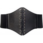 eVogues Plus size Faux Leather Corset Style Wide Elastic Belt Black - One Size Plus at Women’s Clothing store