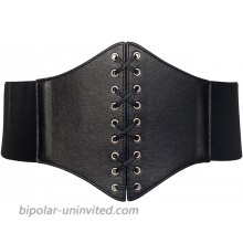 eVogues Plus size Faux Leather Corset Style Wide Elastic Belt Black - One Size Plus at  Women’s Clothing store
