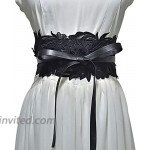 Fashion Black Lace Belts for Women Belt for Wedding Dress Wide Female Waistband Belts Cummerbunds Black at Women’s Clothing store