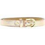 FASHIONGEN - Women genuine Italian leather belt with golden Buckle HACENA at Women’s Clothing store