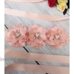 Flower Girl Sash Belt for Dresses Bride Bridesmaid Sash Belts Flower Pearls Sashes for Wedding Dress Blush at Women’s Clothing store
