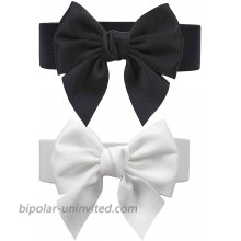 Idopy Women's Bow Tie Knot Wide Band Cinch Corset Waist Belt Cinch Black+White at  Women’s Clothing store