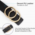 JASGOOD Women Leather Belt Double O Ring Belt for Jeans Pants Dresses with Gold Circle Buckle at Women’s Clothing store