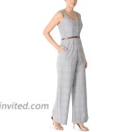 Julia Jordan Women's Plaid Print Button Front Jumsuit with Removable Belt at Women’s Clothing store