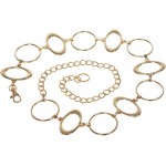 Ladies Metal Oval Circle Chain Belt Gold | O S - 39 End To End at Women’s Clothing store