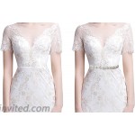 Lovful Lady Crystal Beaded and Rhinestone Satin Bridal Belts Sash Belts Wedding Dress Belt White at Women’s Clothing store