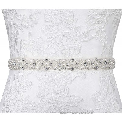 Lovful Lady Crystal Beaded and Rhinestone Satin Bridal Belts Sash Belts Wedding Dress Belt White at  Women’s Clothing store