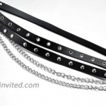 Manfnee Women's Body Chian Double Grommet Belt Faux Leather Punk Gothic Waist Belt Adjustable Black at Women’s Clothing store