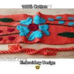 Mexican Embroidery Belt Sash 28 Inches & 22 Inches String Beautiful Floral Design Traditional Fiesta Party Orange 1 at Women’s Clothing store