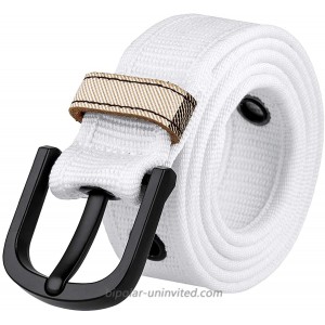 moonsix Canvas Grommet Belts for Men Women Single Hole Metal Buckle Casual Solid Web Belt Durable Adjustable White at  Women’s Clothing store