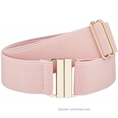 moonsix Dress Belt for Women Wide Elastic Waist Belt Adjustable，Classic Cinch Belt Stretch Waistband，Pink w golden Buckle at  Women’s Clothing store
