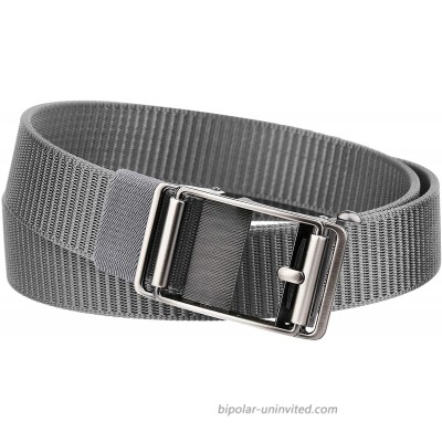 moonsix Nylon Web Belts with Automatic Slide Buckle Men's Ratchet Dress Belt Golf Belt Adjustable No Hole Light Grey