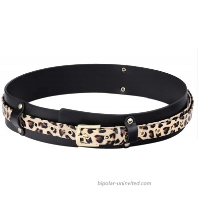 moonsix PU Leather Leopard Print Waist Belt for Women Vintage Cinch Dress Belt with Removable Wide Girdle Black at  Women’s Clothing store