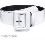 moonsix Waist Belt for Women Patent Leather Hole Grommet Buckle Casual dress belt White at Women’s Clothing store