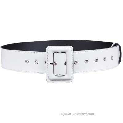 moonsix Waist Belt for Women Patent Leather Hole Grommet Buckle Casual dress belt White at  Women’s Clothing store