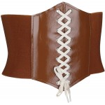 moonsix Women’s Faux Leather Waist Corset Lace-up Wide Band Belt at Women’s Clothing store