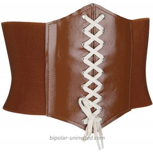 moonsix Women’s Faux Leather Waist Corset Lace-up Wide Band Belt at  Women’s Clothing store