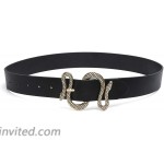 MORELESS Fashion Belts for Women Leather Belts for Jeans Pants Dress with Snake Buckle at Women’s Clothing store