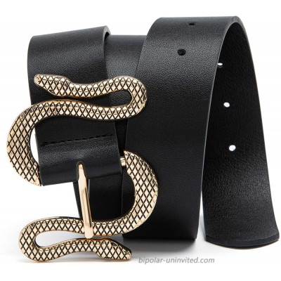 MORELESS Fashion Belts for Women Leather Belts for Jeans Pants Dress with Snake Buckle at  Women’s Clothing store