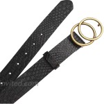 MOZETO Leather Belts for Women Double Circle Buckle Waist Belts for Dress Jeans Pants Leopard Print gg Belt at Women’s Clothing store