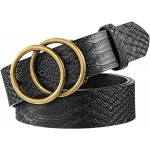 MOZETO Leather Belts for Women Double Circle Buckle Waist Belts for Dress Jeans Pants Leopard Print gg Belt at Women’s Clothing store