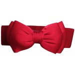 Nanxson Womens Bow Belt Elastic Wide Waist Cinch Belt for Dress PDW0028 red at Women’s Clothing store