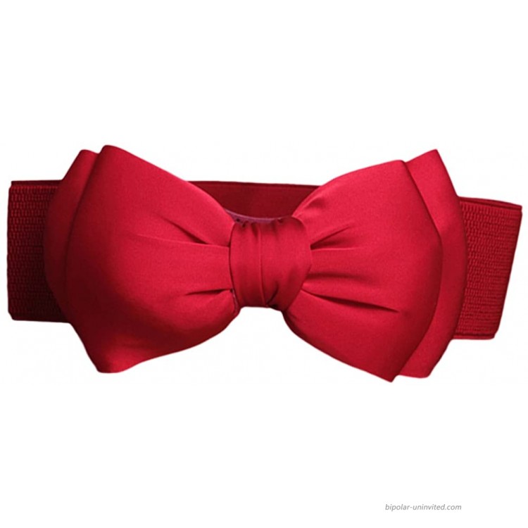 Nanxson Womens Bow Belt Elastic Wide Waist Cinch Belt for Dress PDW0028 red at Women’s Clothing store