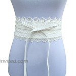 OULII Womens Lace Waist Belt Boho Band Corset Bowknot Wrap Waistband Cinch White at Women’s Clothing store