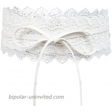 OULII Womens Lace Waist Belt Boho Band Corset Bowknot Wrap Waistband Cinch White at  Women’s Clothing store