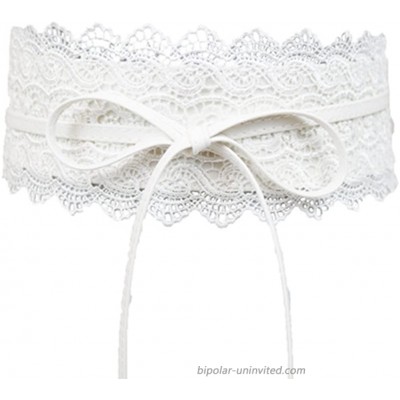 OULII Womens Lace Waist Belt Boho Band Corset Bowknot Wrap Waistband Cinch White at  Women’s Clothing store
