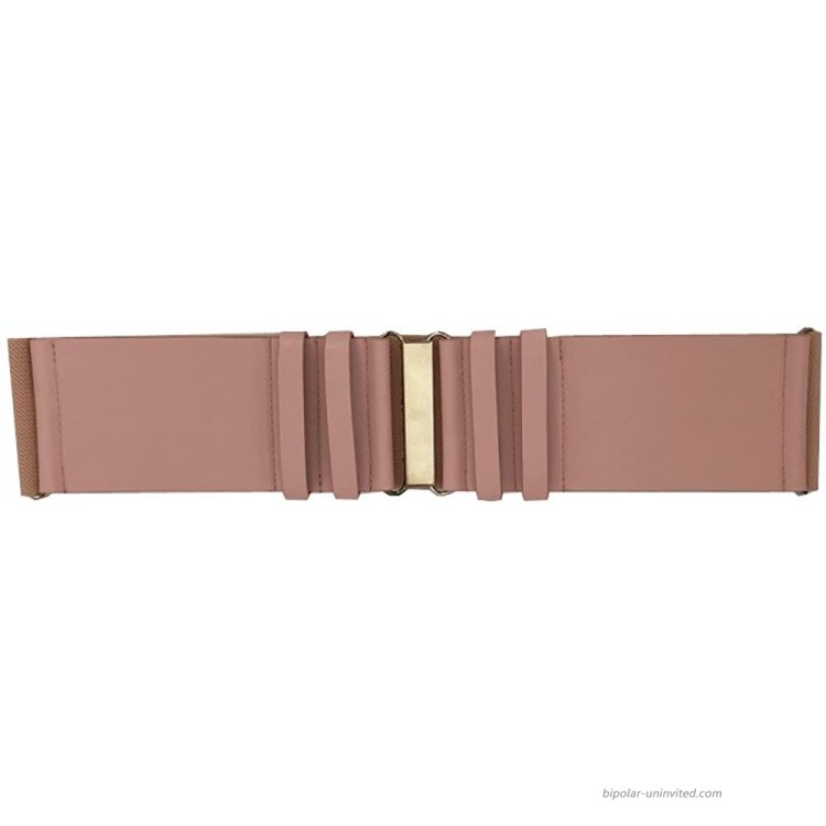 Plus Size Curvy 1X-3X XL Classic Plain Solid Blush Light Pink Stretch Belt at Women’s Clothing store