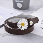 PU Faux Leather Sweet Diasy Flower Bukcle Waist Belt for Jeans Girls and Womens Coffee at Women’s Clothing store