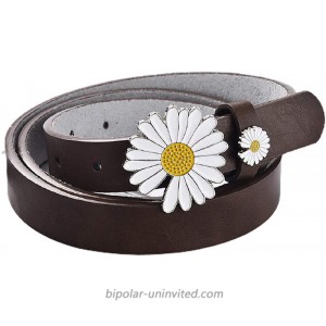 PU Faux Leather Sweet Diasy Flower Bukcle Waist Belt for Jeans Girls and Womens Coffee at  Women’s Clothing store